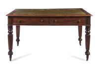 A William IV Mahogany Partner's Desk, Height 29 x width 54 x depth 36 inches.