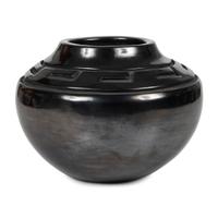 Carved Blackware Jar, with Greek Key Motif