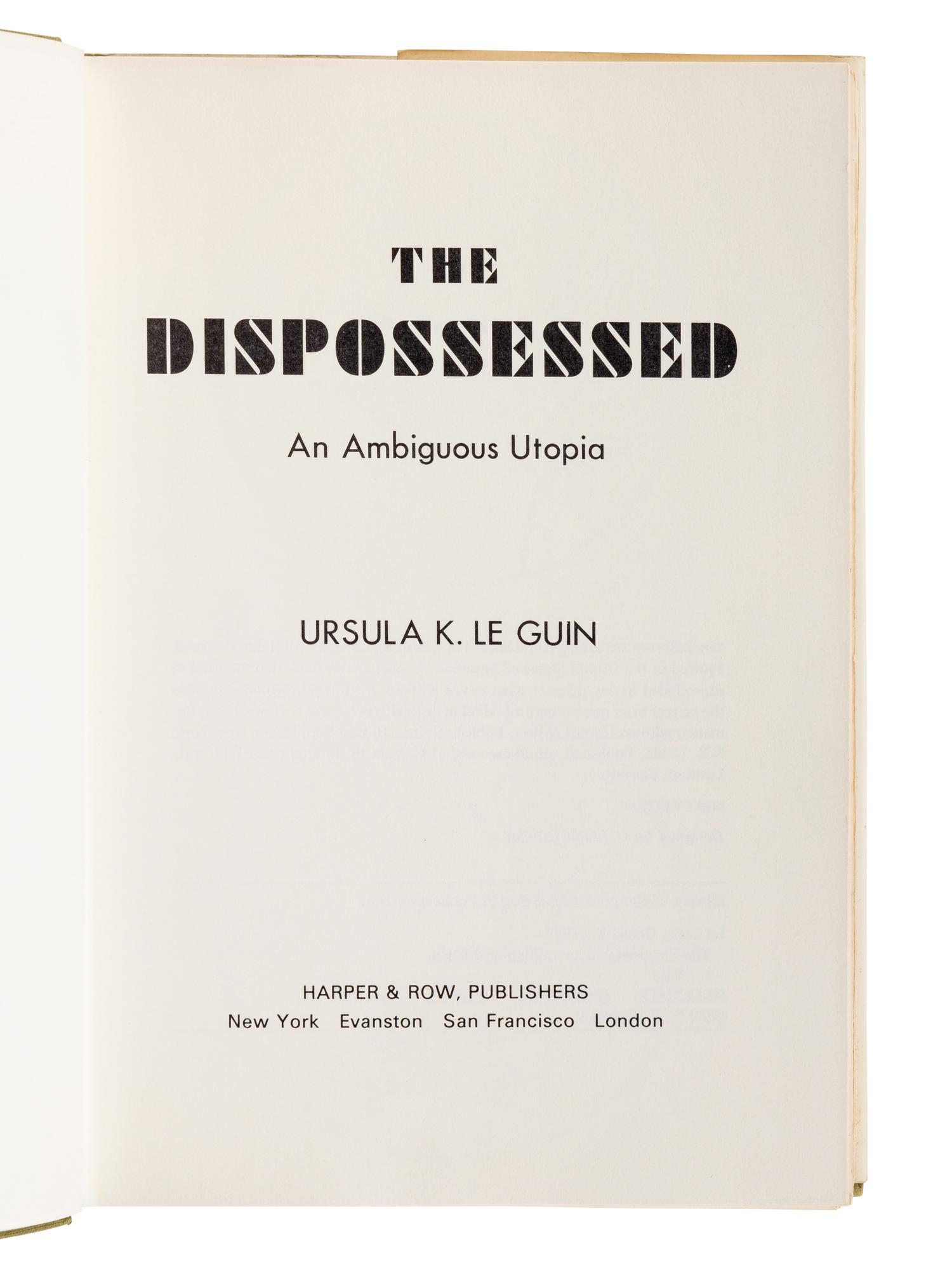 LE GUIN, Ursula K. (1929-2018). The Dispossessed. New York: Harper & Row, 1974.