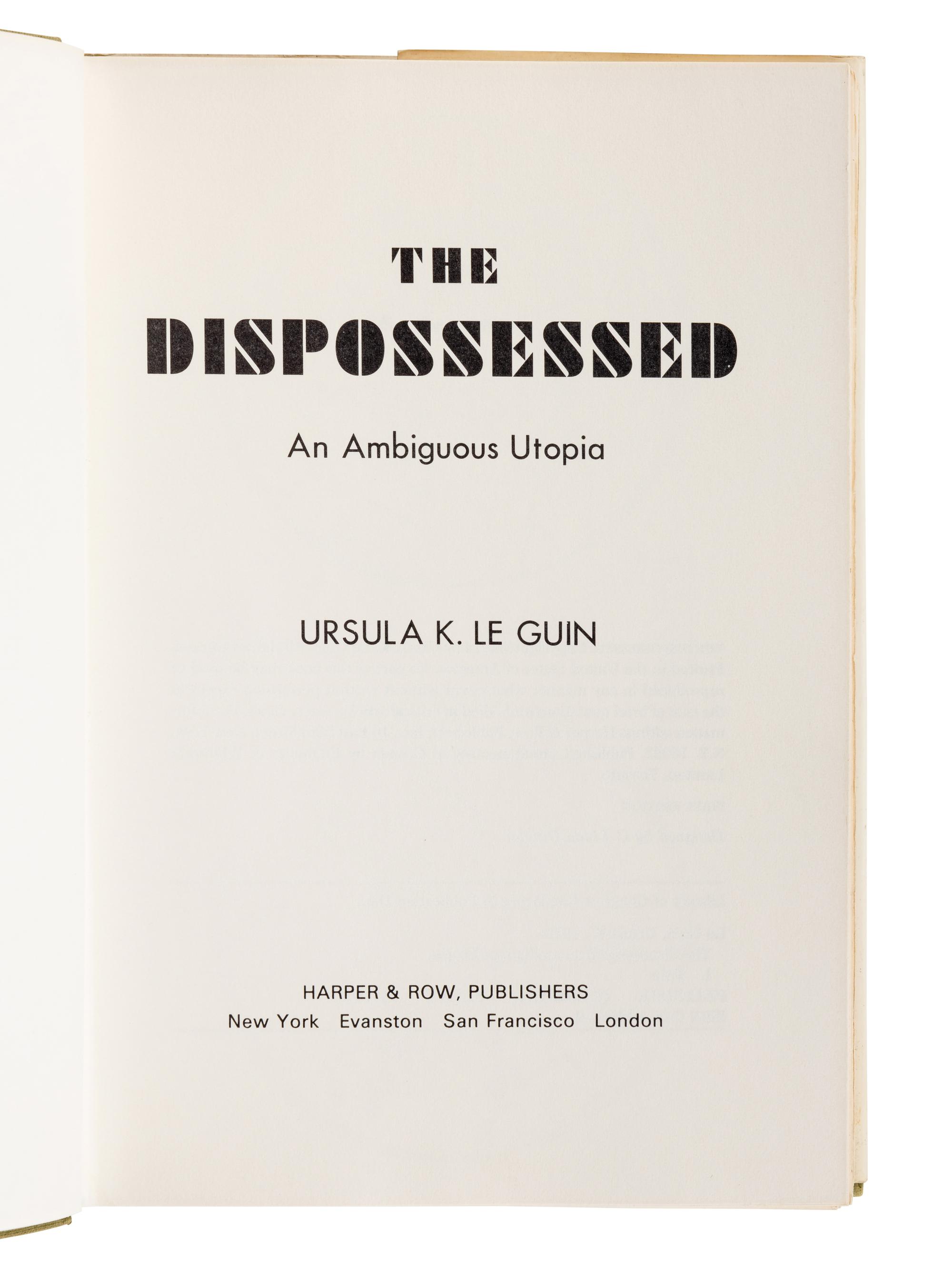 LE GUIN, Ursula K. (1929-2018). The Dispossessed. New York: Harper & Row, 1974.