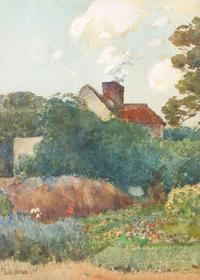 Childe Hassam (American, 1859-1935) - Saint Peter's, Near Broadstairs (The Shallows); with Landscape Study verso
