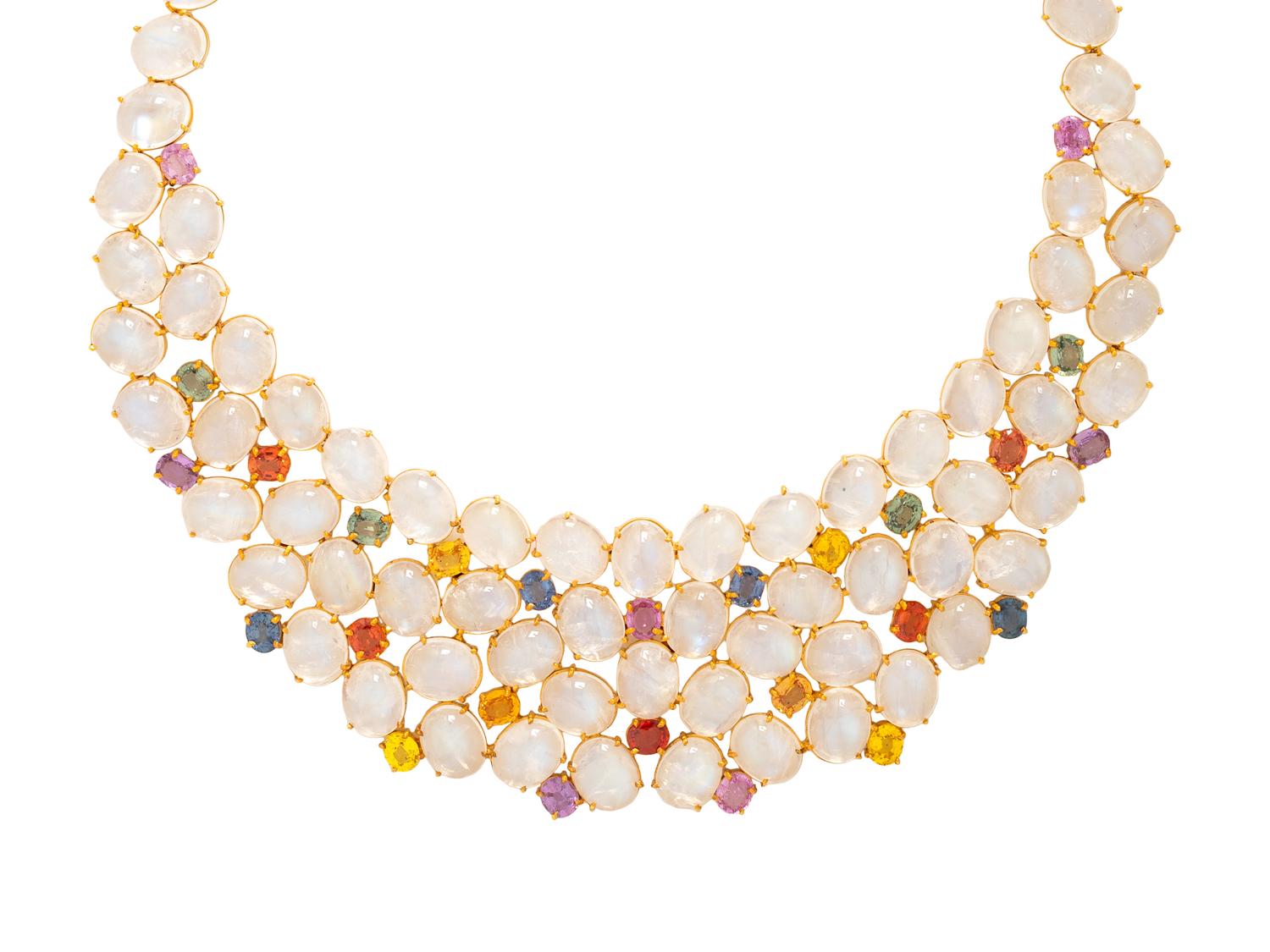 MOONSTONE AND FANCY COLORED SAPPHIRE NECKLACE