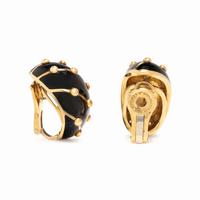 TIFFANY & CO., SCHLUMBERGER, YELLOW GOLD AND ENAMEL CLIP EARRINGS