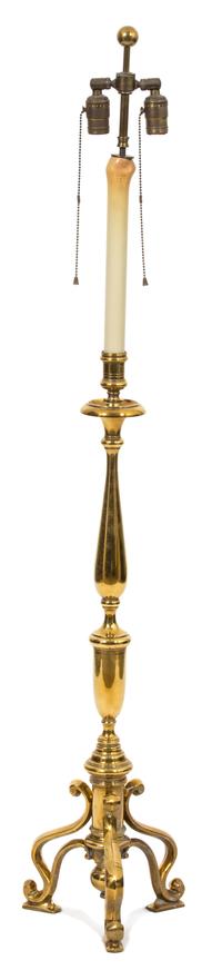 A Brass Pricket Style Floor Lamp Height 53 inches. — 20TH CENTURY