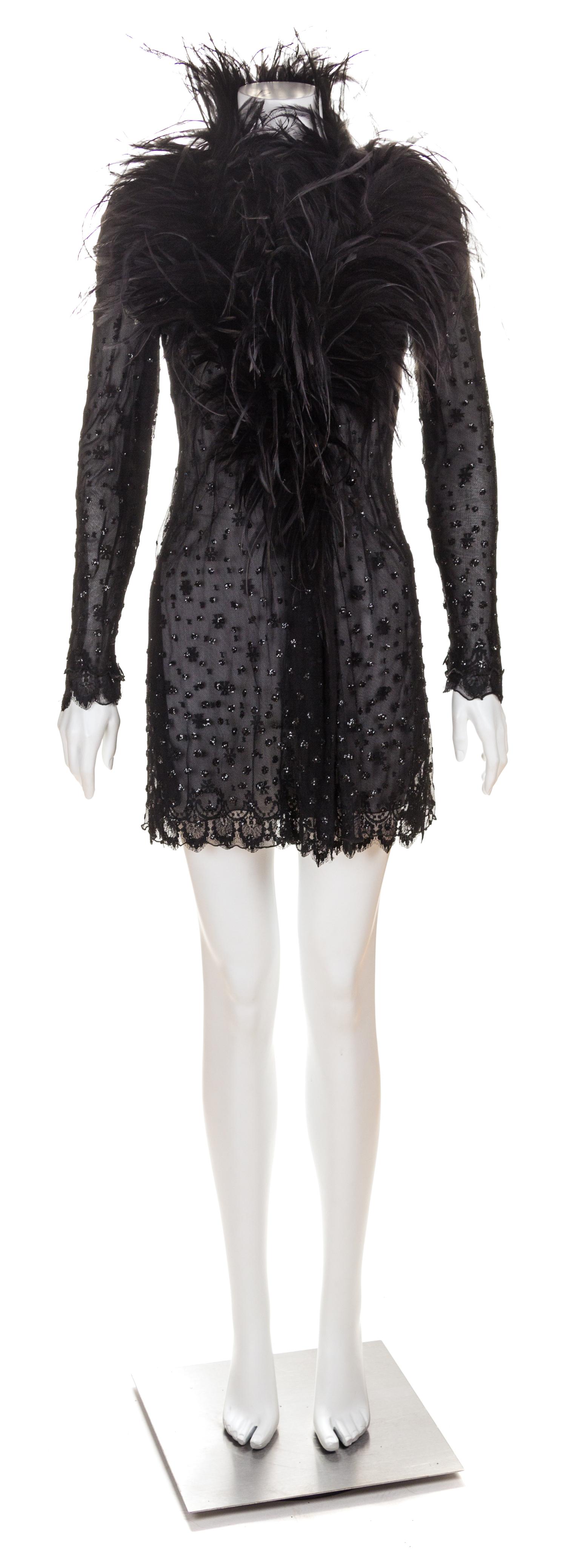 A Valentino Black Feather Sheer Evening Coat, No size.