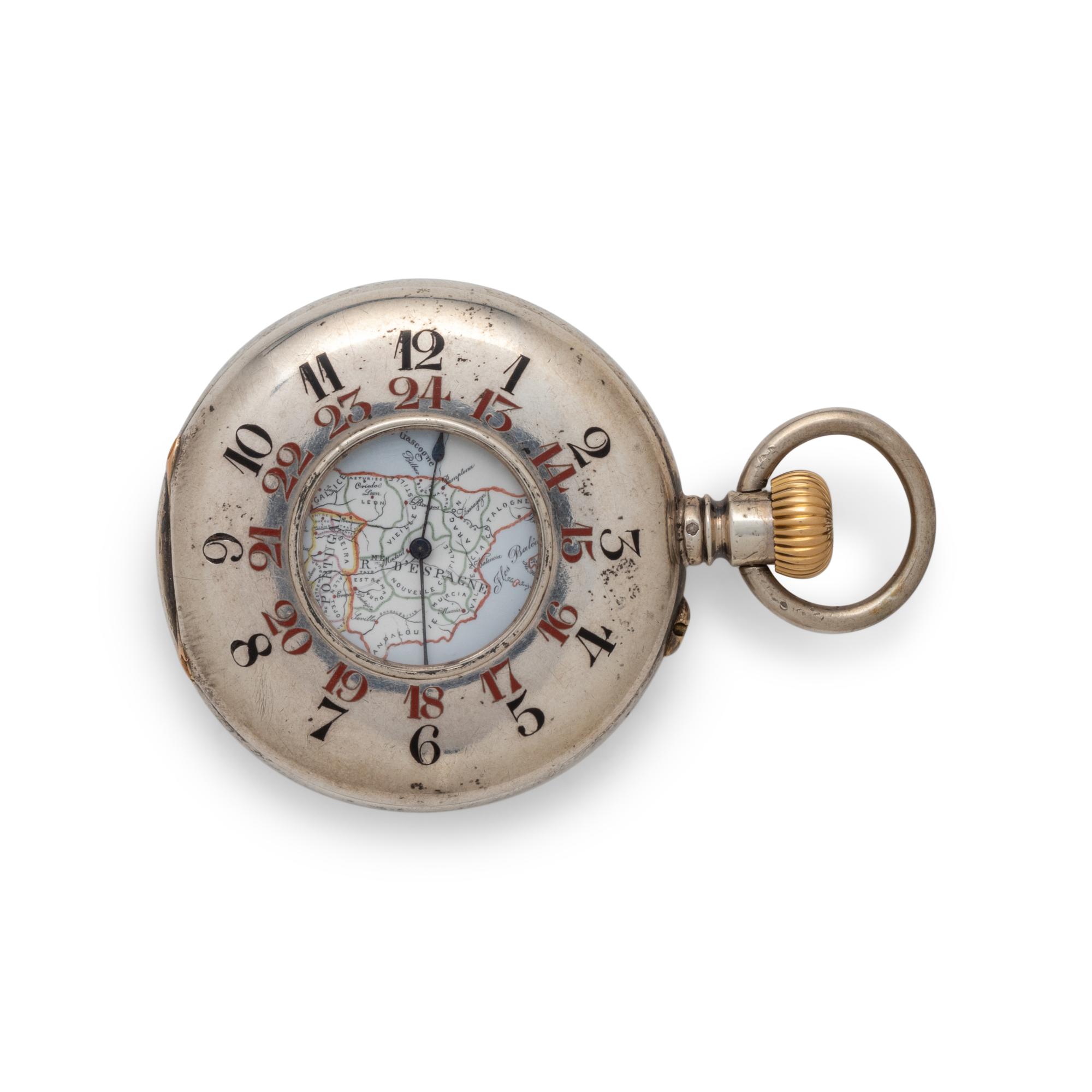 J. CHAPPUIS, SILVER HALF-HUNTING CASED KEYLESS LEVER WITH 8-DAYS DURATION AND ENAMEL PAINTED DIAL POCKET WATCH
