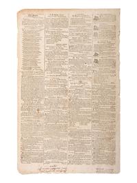 [WASHINGTON, George (1732-1799)]. The Columbian Centinel . Vol. XXXIII, No. 11. Boston, MA: Benjamin Russell, 9 April 1800.