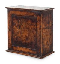 An English Primitive Burlwood Hanging Spice Cabinet