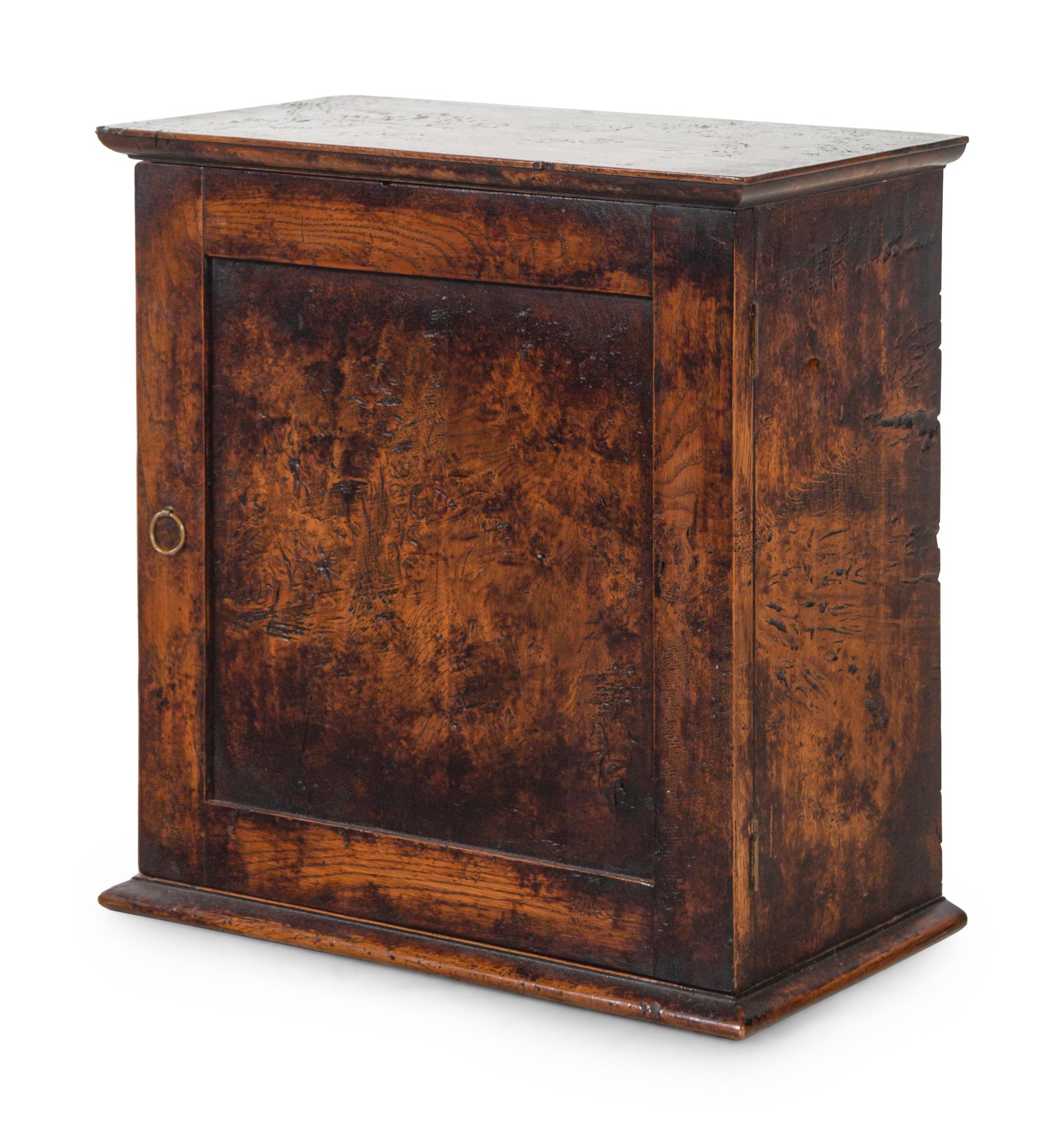 An English Primitive Burlwood Hanging Spice Cabinet