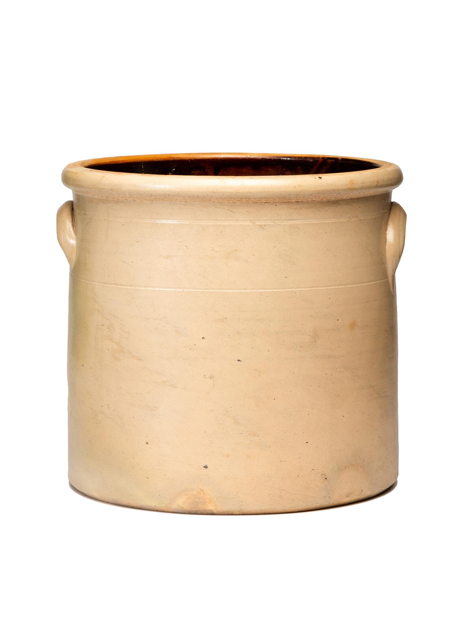 An Orrin & Alfred Ballard 6-Gallon Stoneware Crock with Cobalt Deer