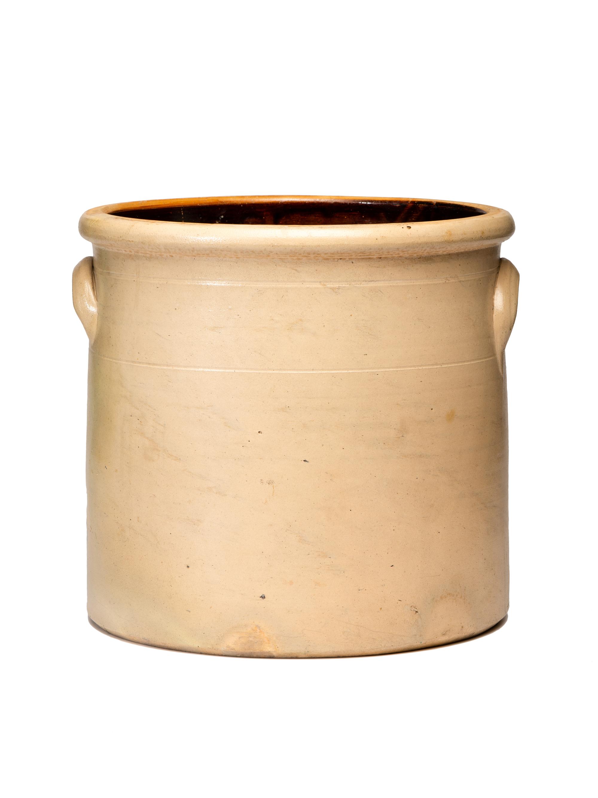 An Orrin & Alfred Ballard 6-Gallon Stoneware Crock with Cobalt Deer