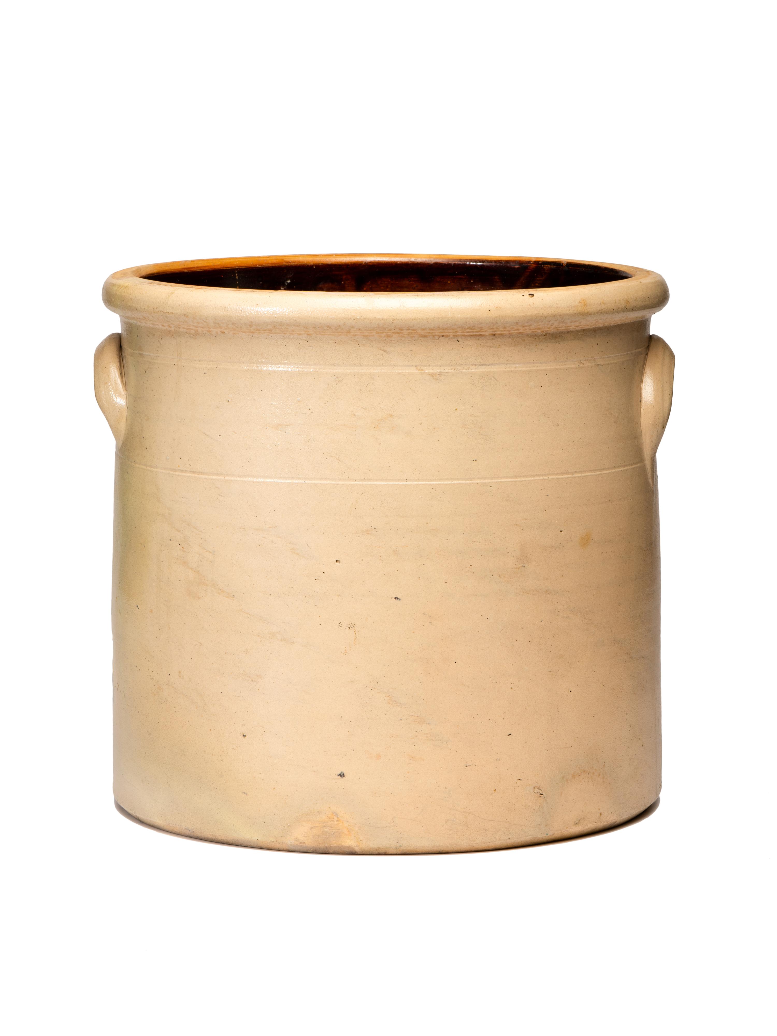 An Orrin & Alfred Ballard 6-Gallon Stoneware Crock with Cobalt Deer