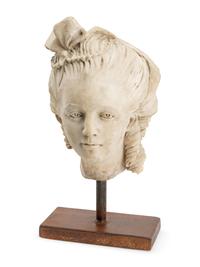 An Italian Marble Head of a Lady on an Iron Base