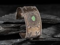 Navajo Ingot and Turquoise Cuff Bracelet