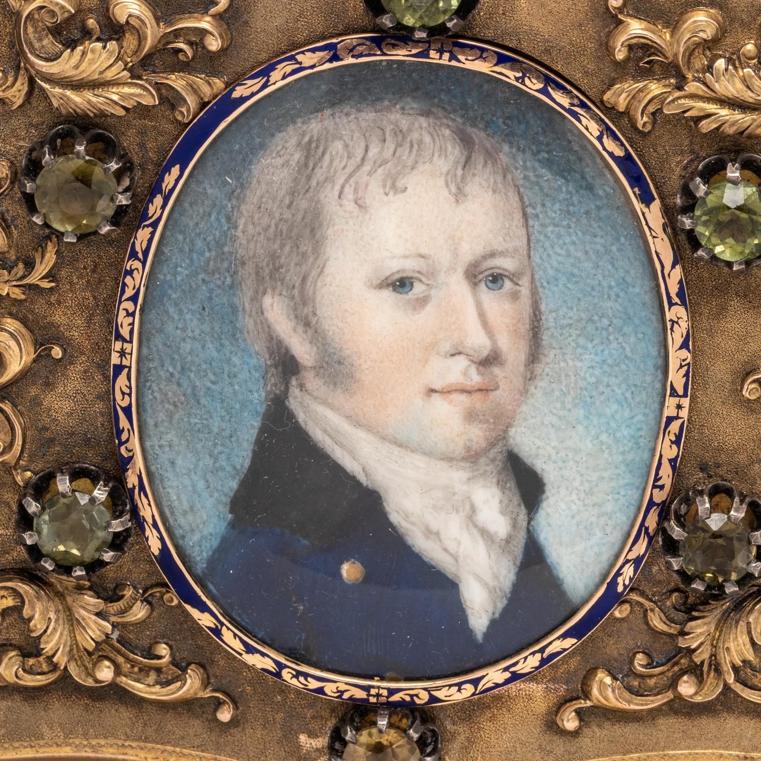 A German Gold and Jewel Mounted Portrait-Inset Bonbonnière