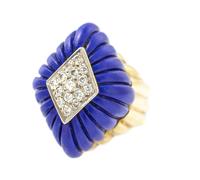 A Gold, Lapis Lazuli, and Diamond Ring, 10.90 dwts.