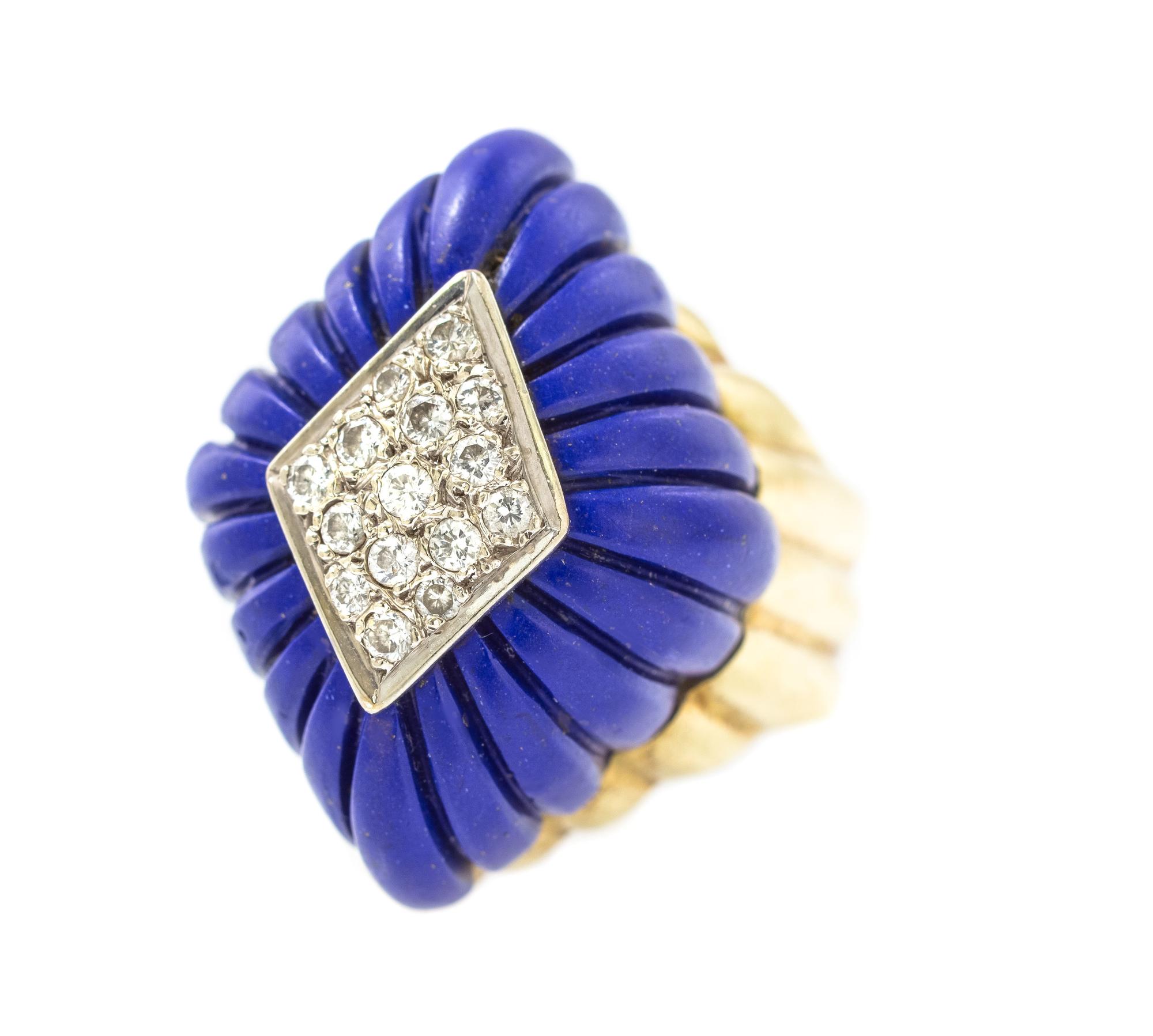 A Gold, Lapis Lazuli, and Diamond Ring, 10.90 dwts.