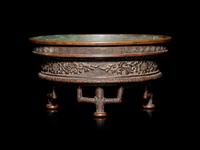 A Patinated Bronze Flower Arranging Vessel, Suiban