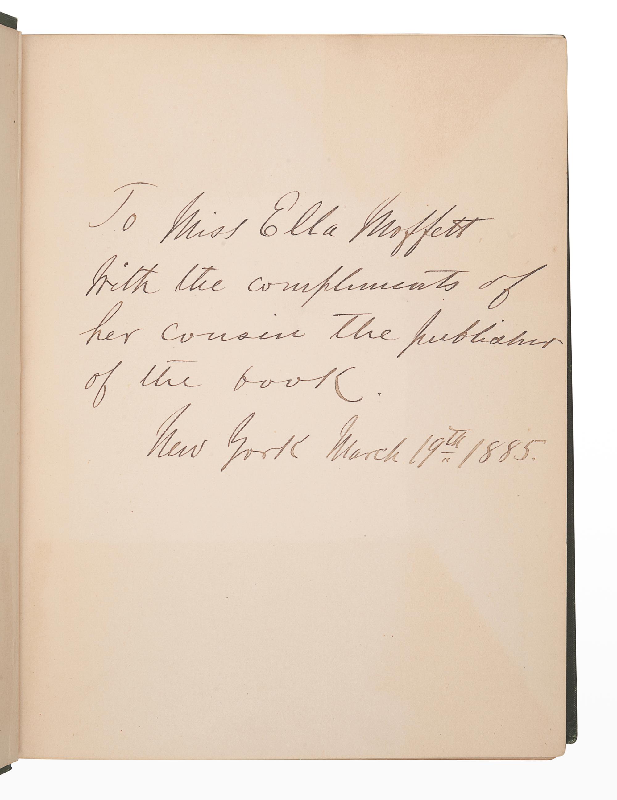 CLEMENS, Samuel L. (“Mark Twain”). Adventures of Huckleberry Finn . New York: Charles L. Webster and Company, 1885.