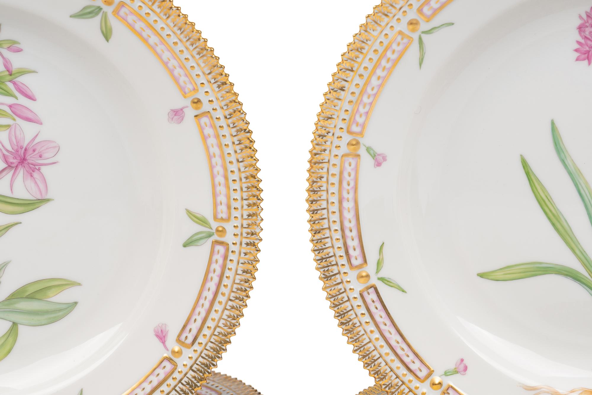 A Set of Twelve Royal Copenhagen Flora Danica Porcelain Dinner Plates