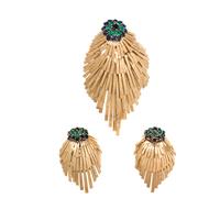 YELLOW GOLD, EMERALD AND SAPPHIRE SET