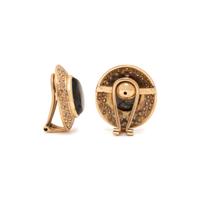 BLACK STAR SAPPHIRE, DIAMOND, AND YELLOW GOLD EARRINGS