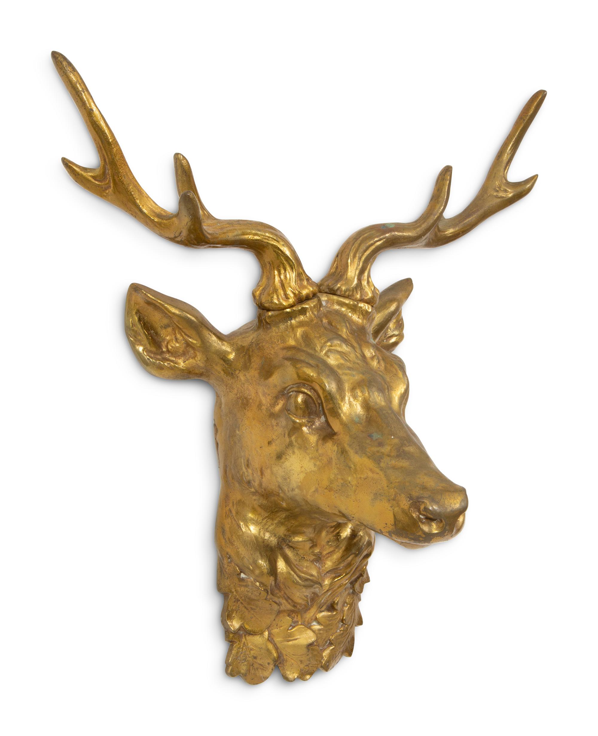 A Gilt Cast Bronze Stag Head Mount