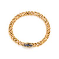 ANTIQUE, YELLOW GOLD, DIAMOND AND SAPPHIRE BRACELET