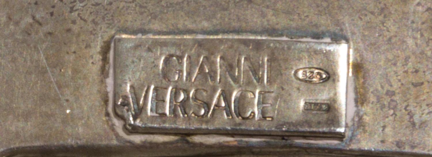 A Gianni Versace Limited Edition White Crocodile Belt with A Sterling Silver Buckle, Size 80/32.
