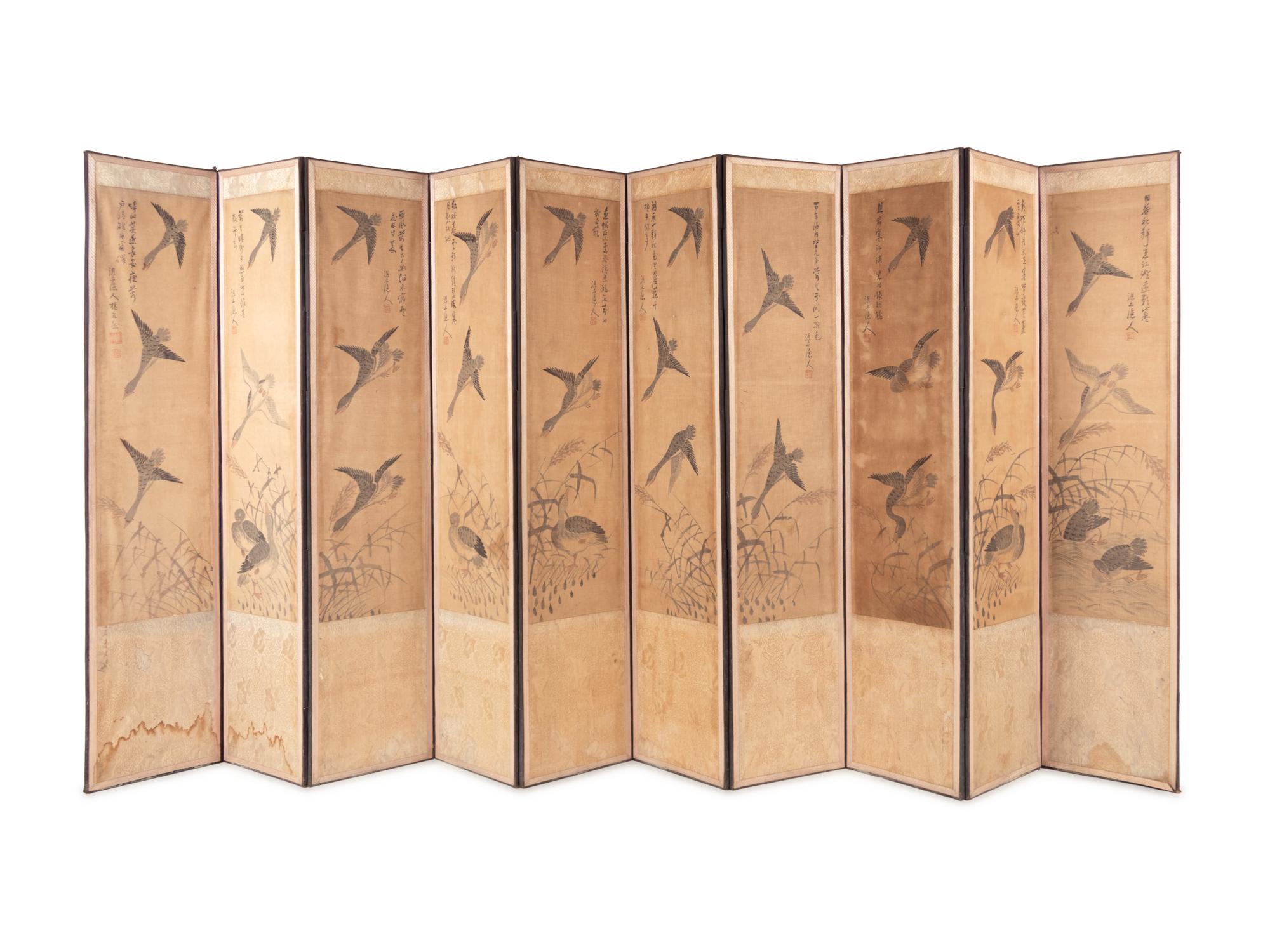 A Ten-Panel Floor Screen