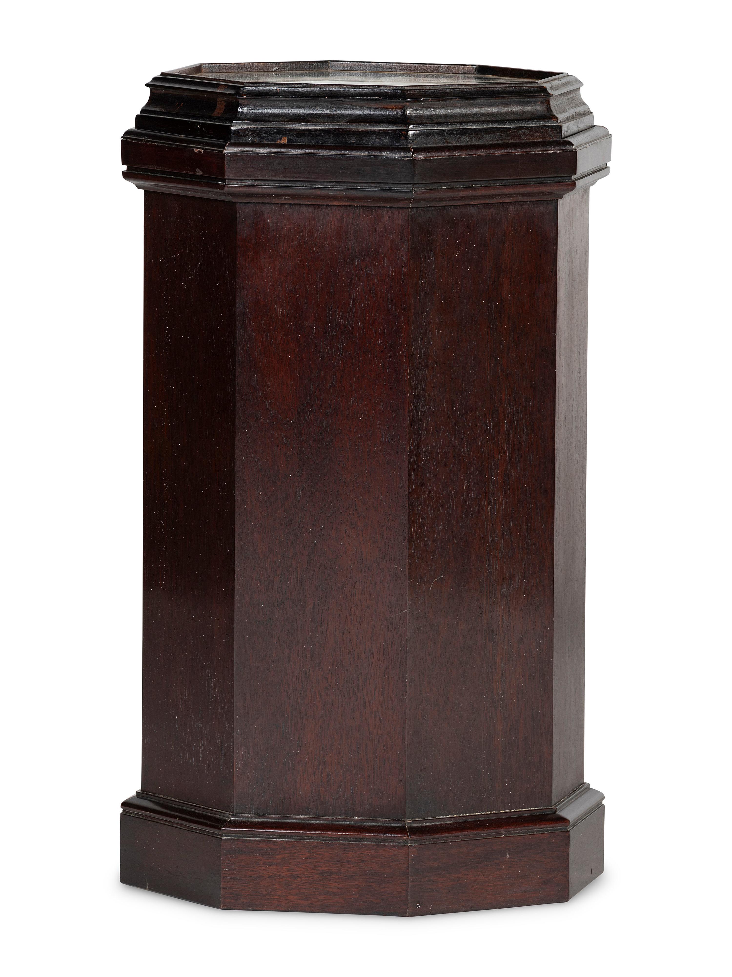 A Federal Style Sailor's Valentine Inset Mahogany Octagonal Pot Cupboard