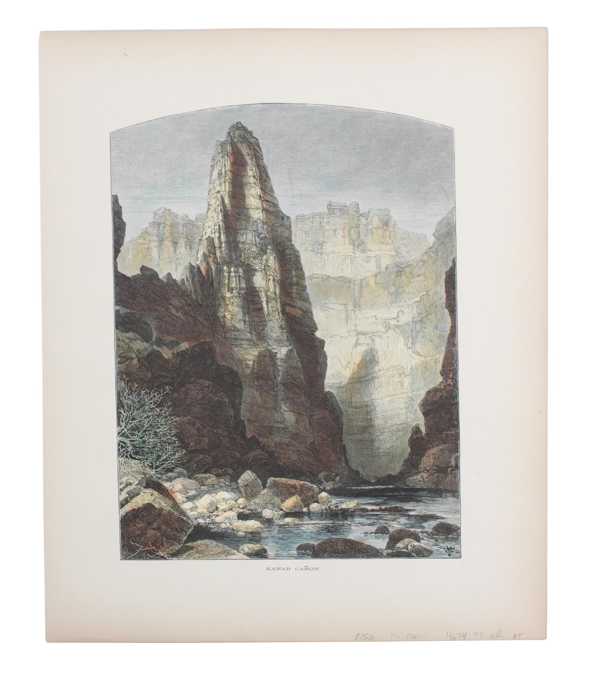 Five Hand Colored Woodblock Rail Road Prints Height 15 x width 9 1/2 inches (each) — LATE 19/EARLY 20TH CENTURY