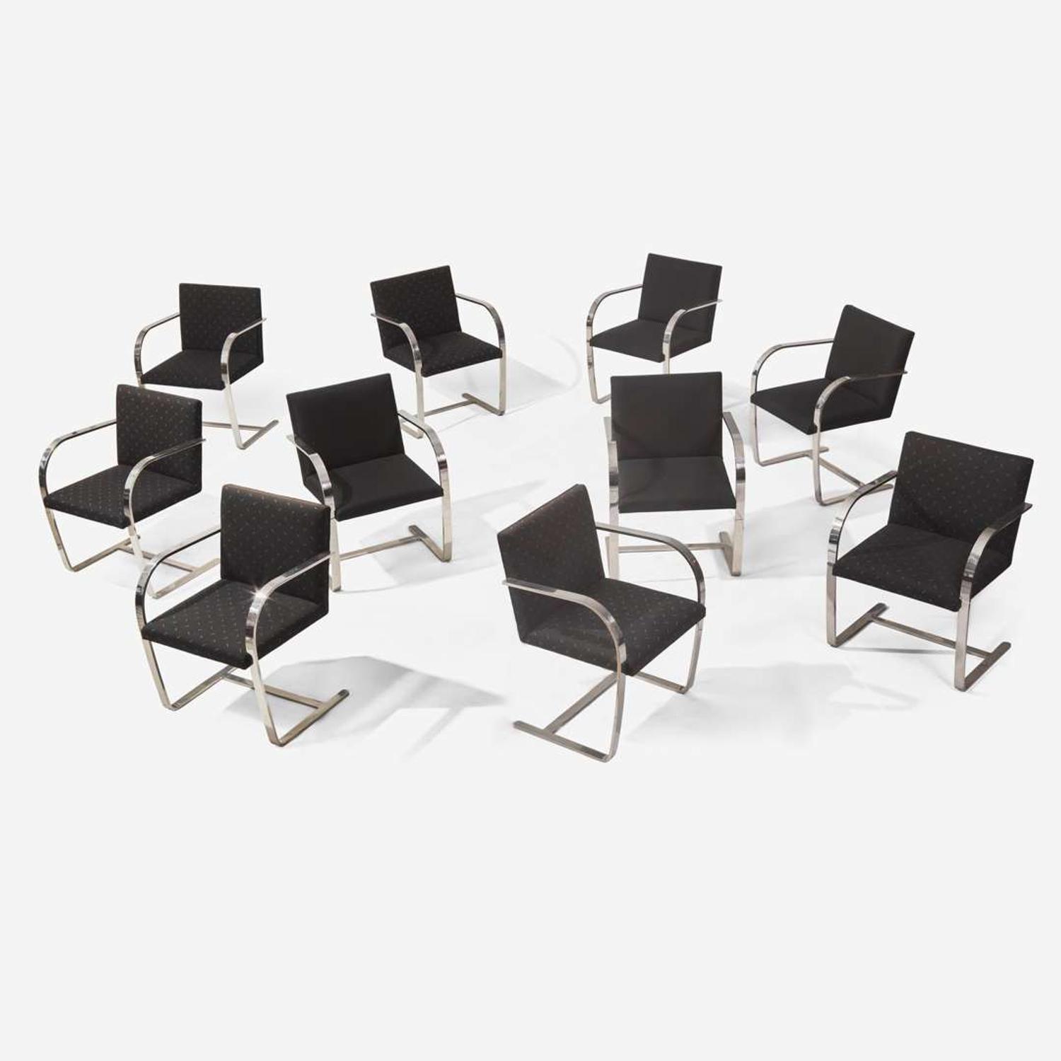Ludwig Mies van der Rohe (German-American, 1886-1969) An Assembled Group of Ten Flat Bar "Brno" Chairs, Knoll International, USA, designed 1930, the present lot 1980s and 1990s