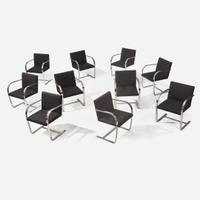 Ludwig Mies van der Rohe (German-American, 1886-1969) An Assembled Group of Ten Flat Bar "Brno" Chairs, Knoll International, USA, designed 1930, the present lot 1980s and 1990s
