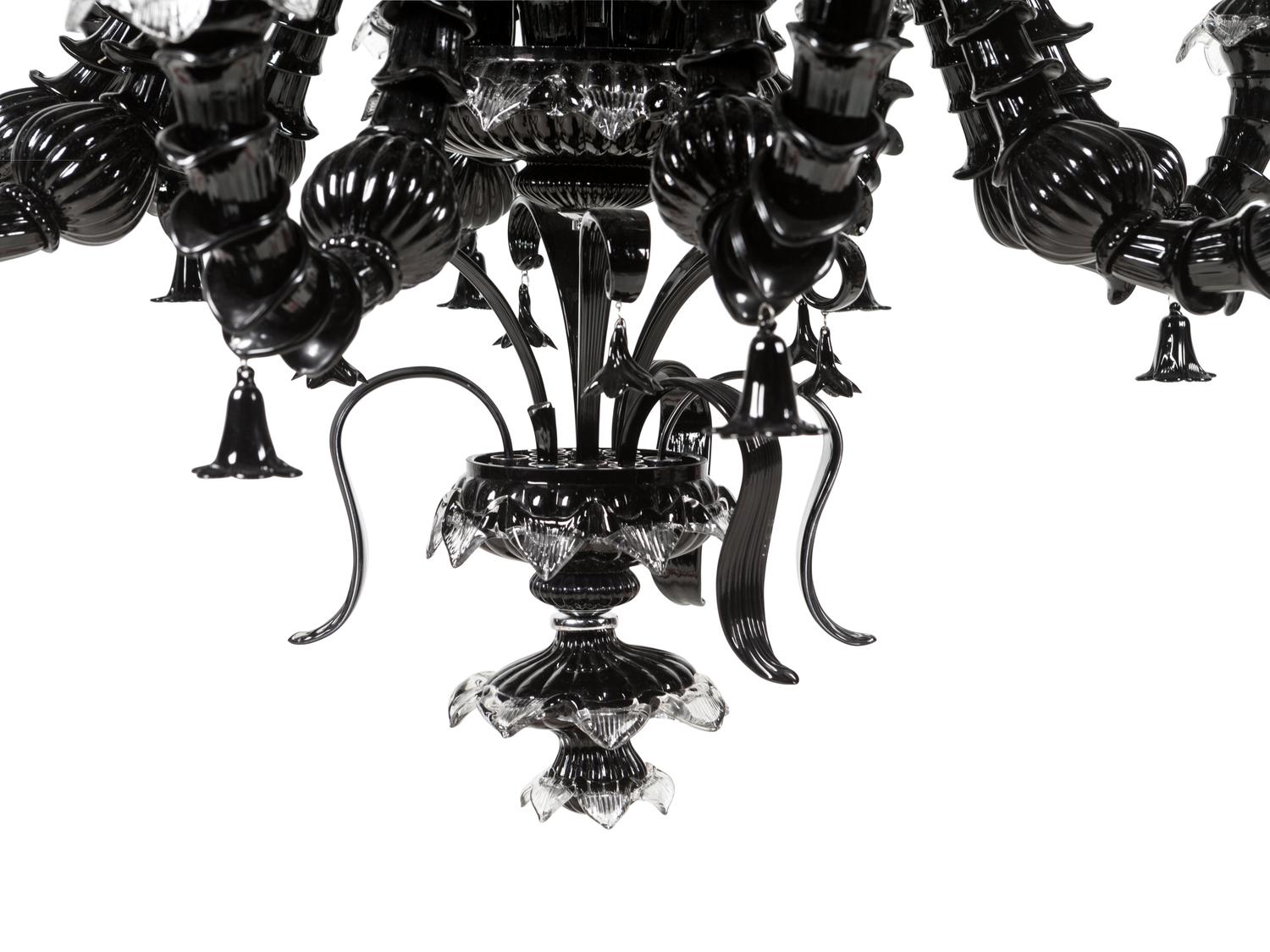 A Black Murano Glass Ten-Light Chandelier