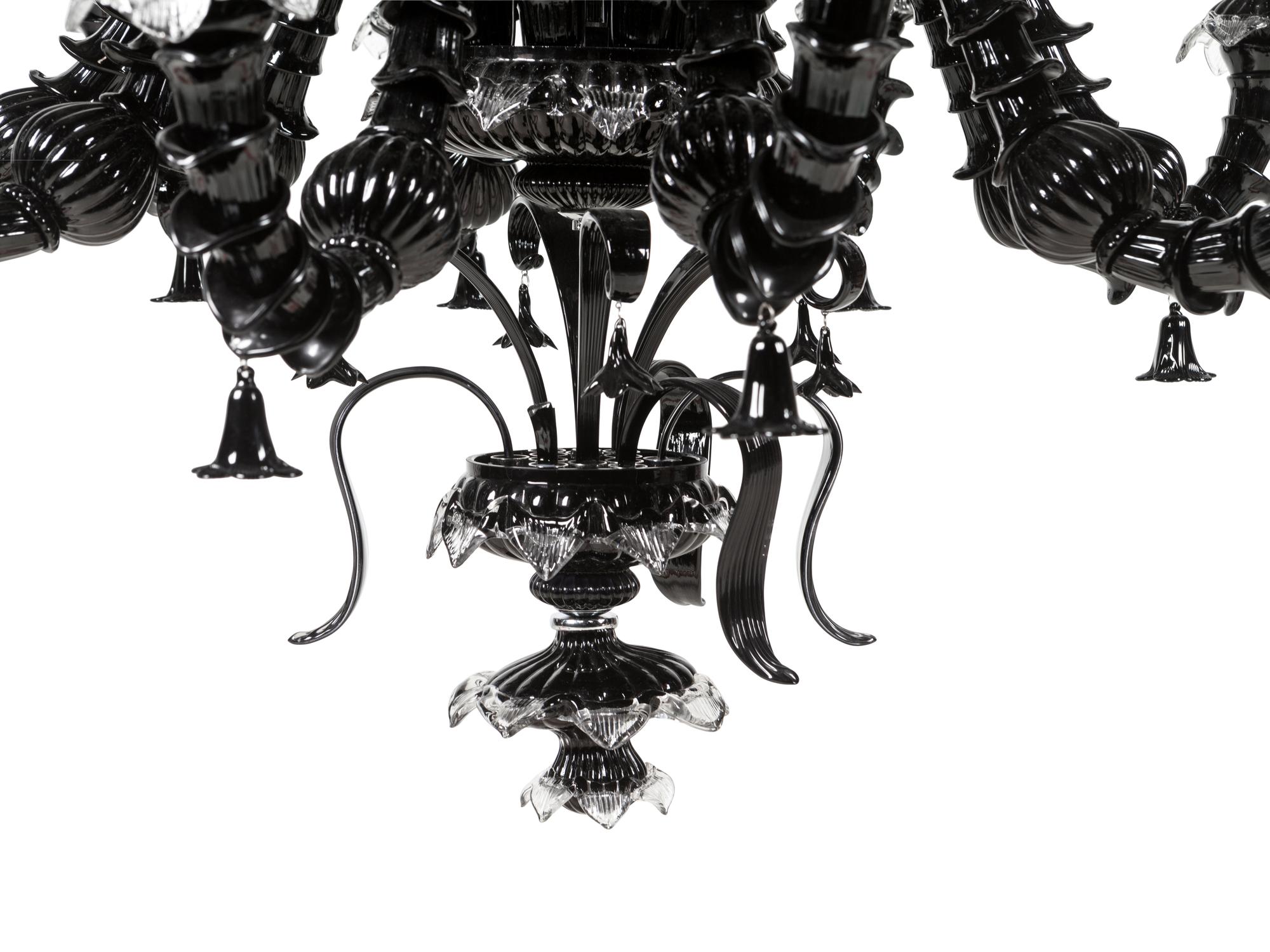 A Black Murano Glass Ten-Light Chandelier