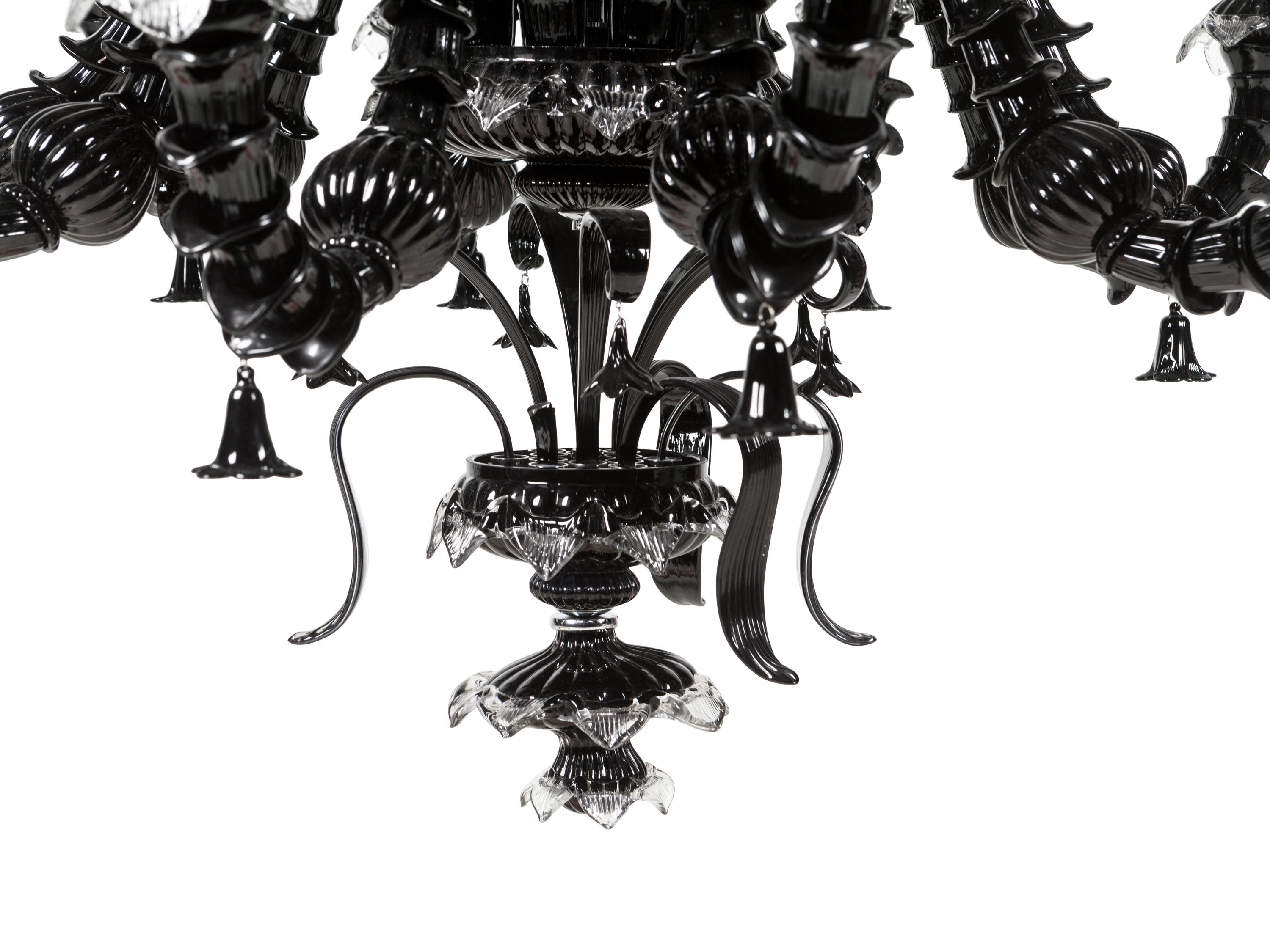 A Black Murano Glass Ten-Light Chandelier