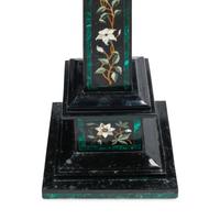 A Pair of Large Pietra Dura, Black Marble and Malachite Obelisks