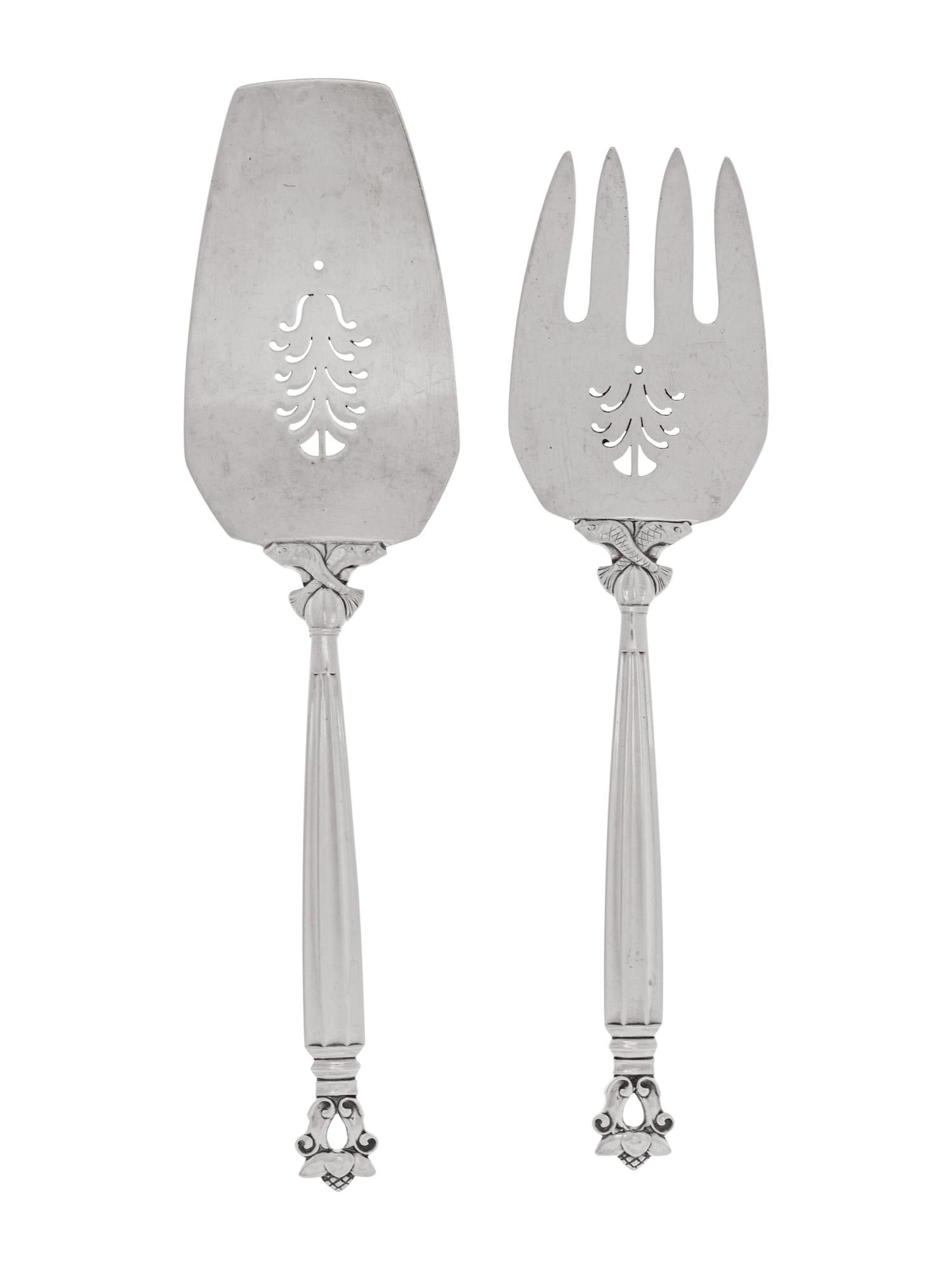 A Georg Jensen Silver Two-Piece Fish Serving Set