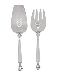 A Georg Jensen Silver Two-Piece Fish Serving Set