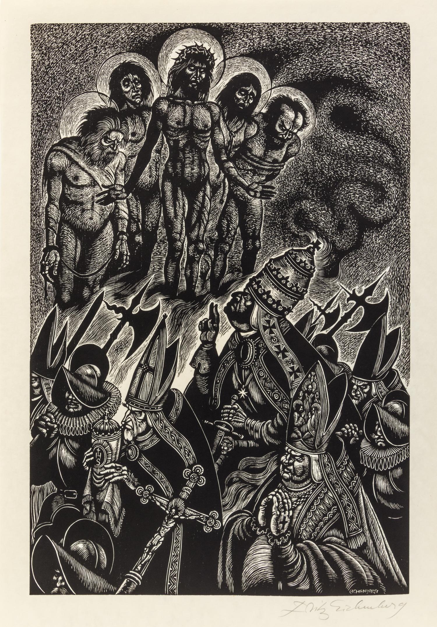 Fritz Eichenberg, (American, 1901-1990), In Praise of Folly, 1972 (portfolio of 10 with text and justification)