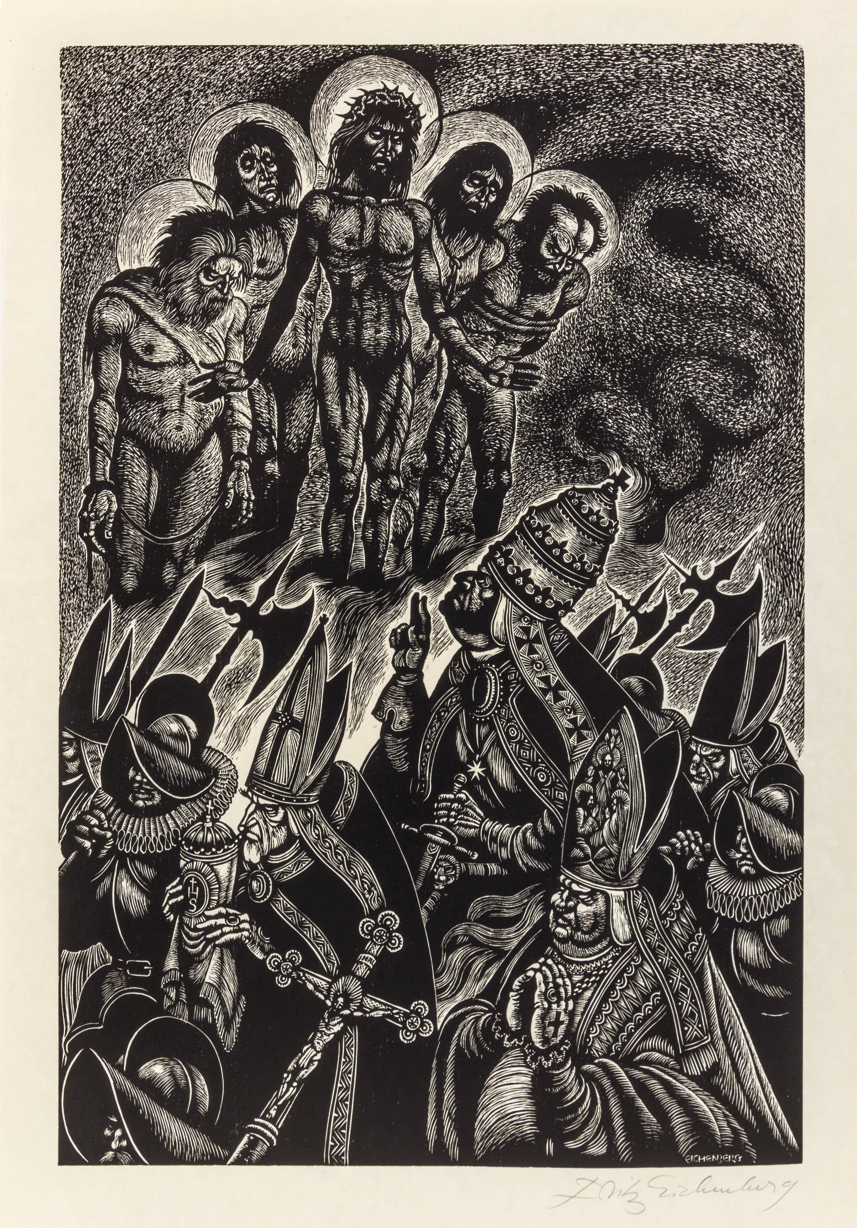 Fritz Eichenberg, (American, 1901-1990), In Praise of Folly, 1972 (portfolio of 10 with text and justification)