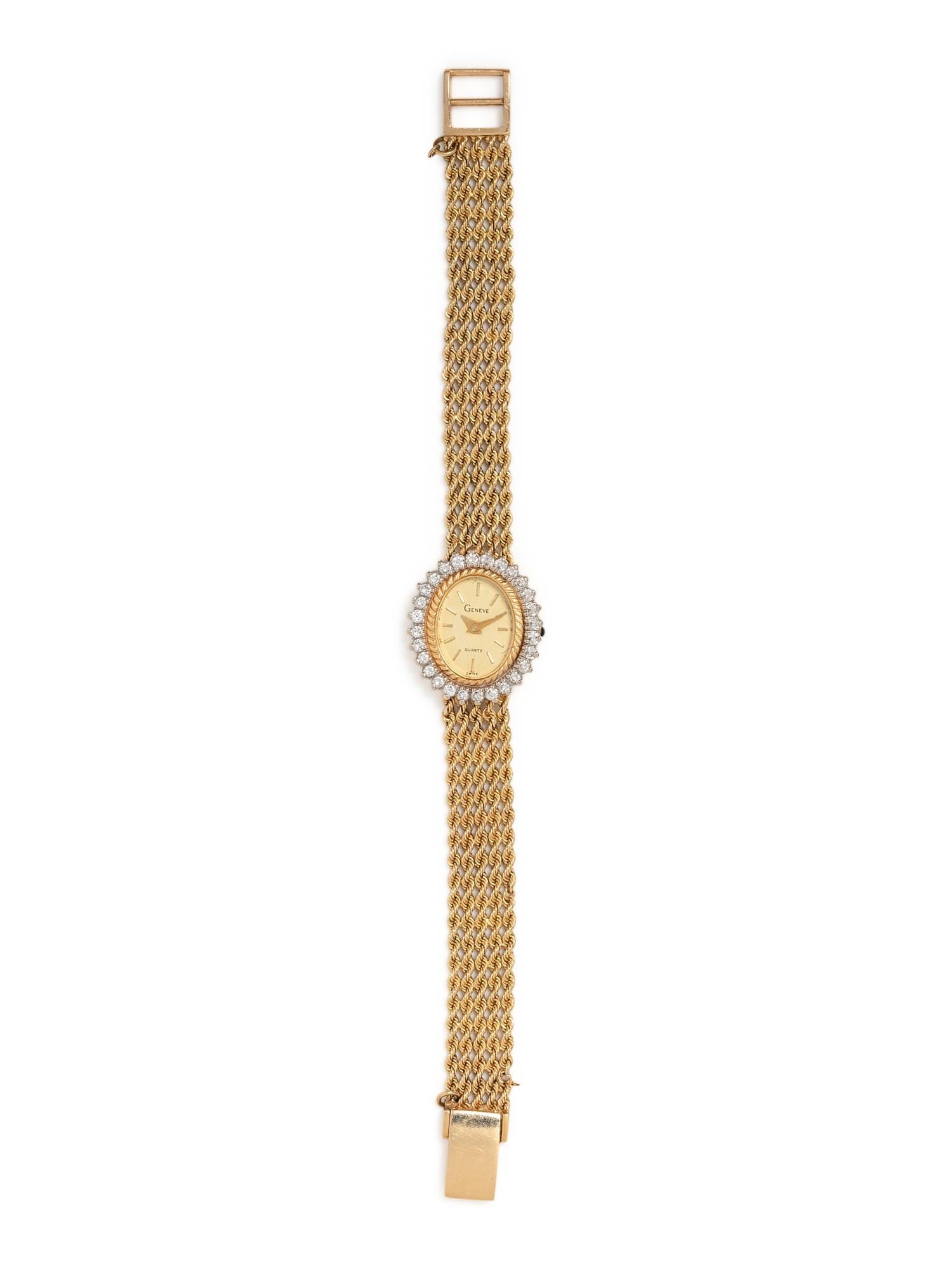 GENEVE, 14K YELLOW GOLD AND DIAMOND WRISTWATCH
