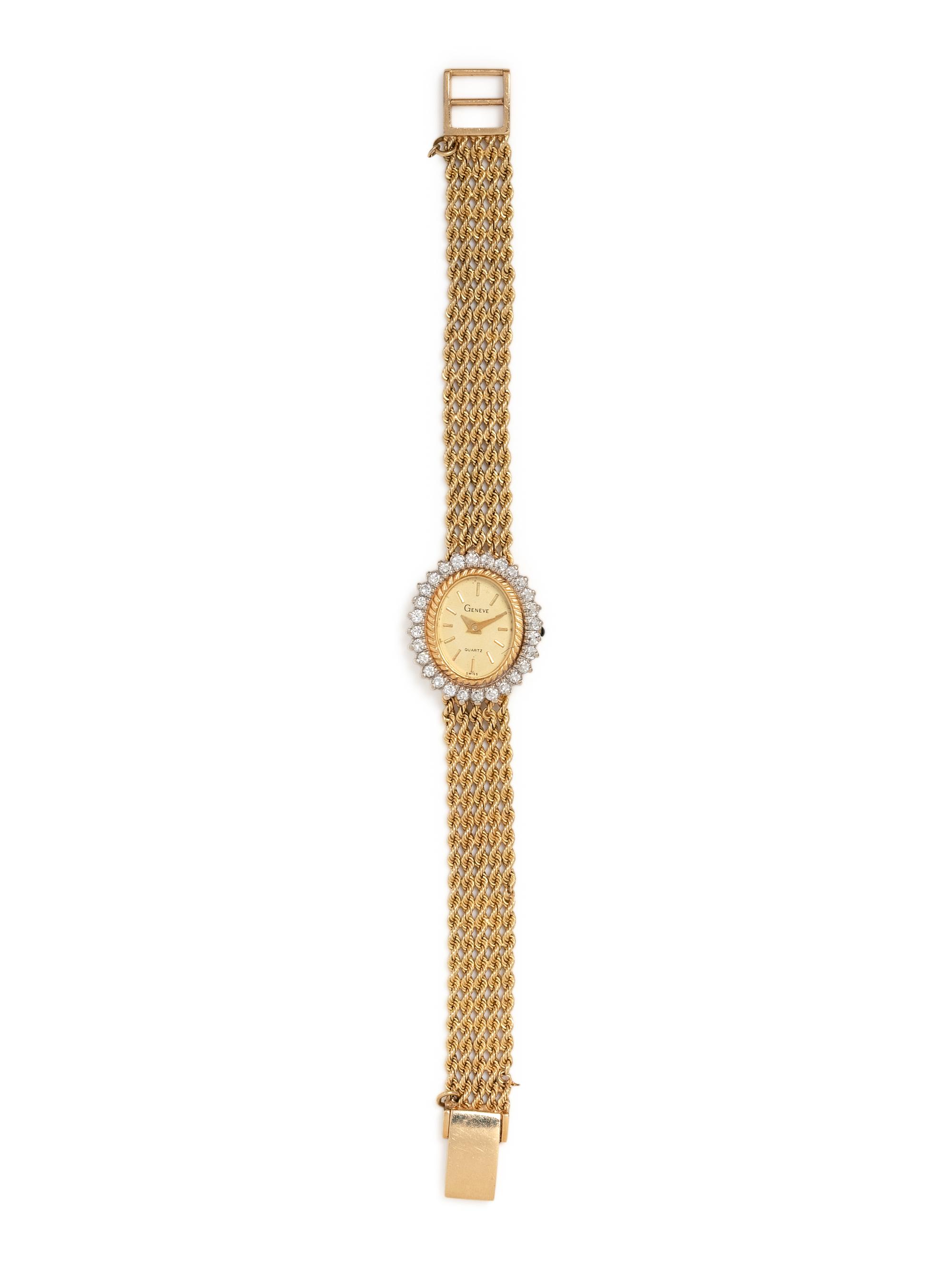 GENEVE, 14K YELLOW GOLD AND DIAMOND WRISTWATCH