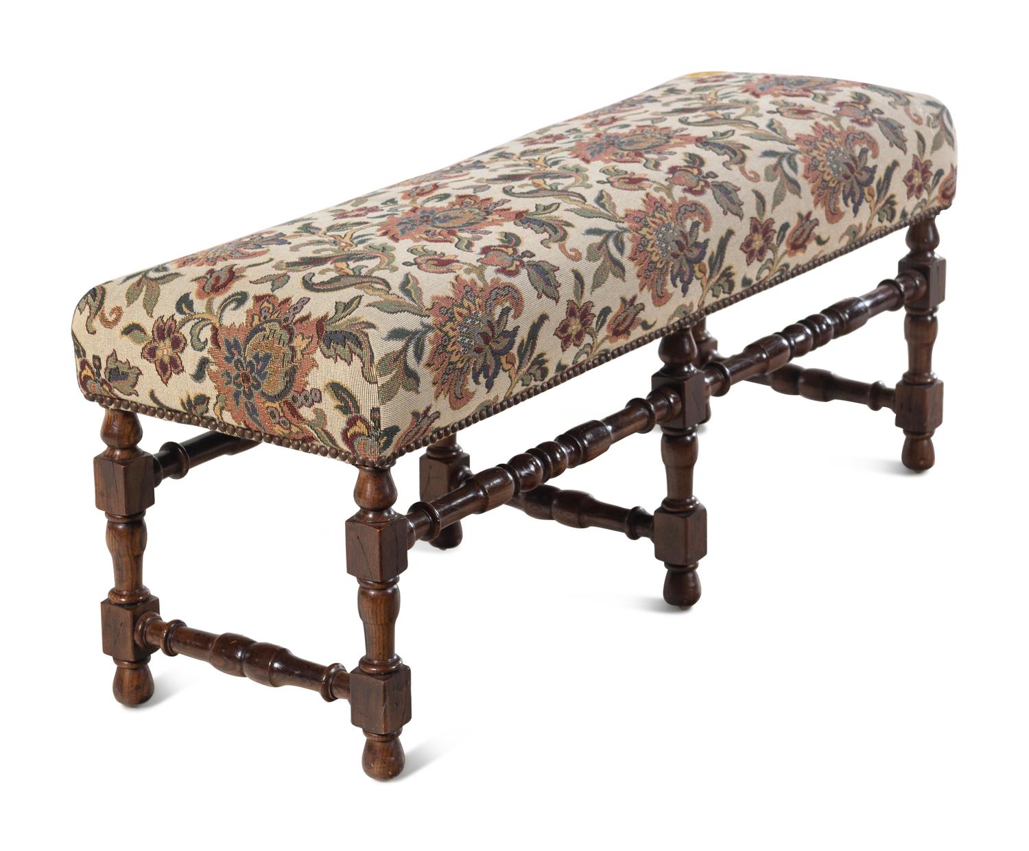 A William and Mary Style Walnut Bench