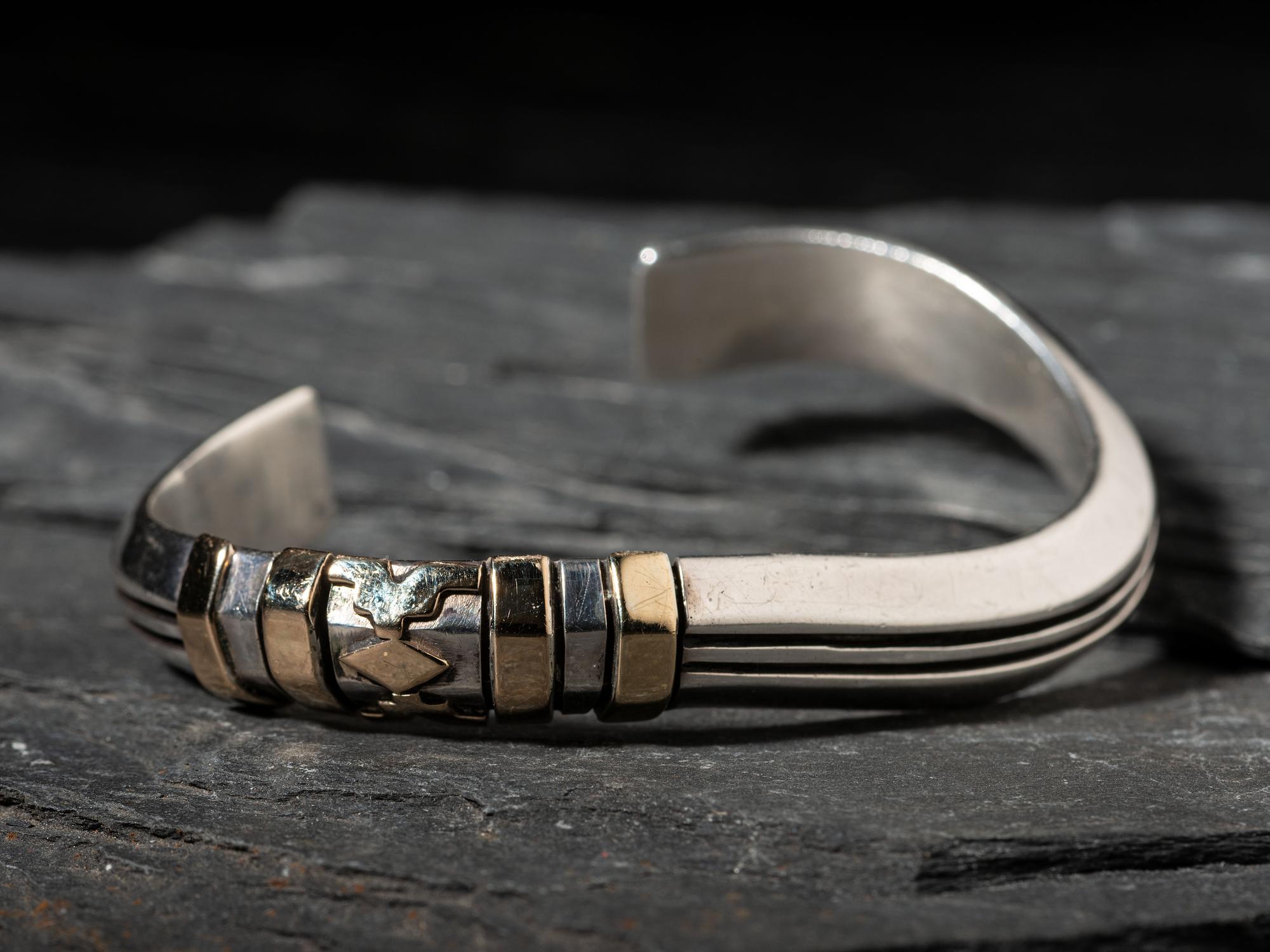 Sterling Silver and 14K Gold Cuff Bracelet
