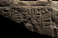 An Egyptian Limestone Relief Fragment Depicting an Attendant Wearing a Head-Cone