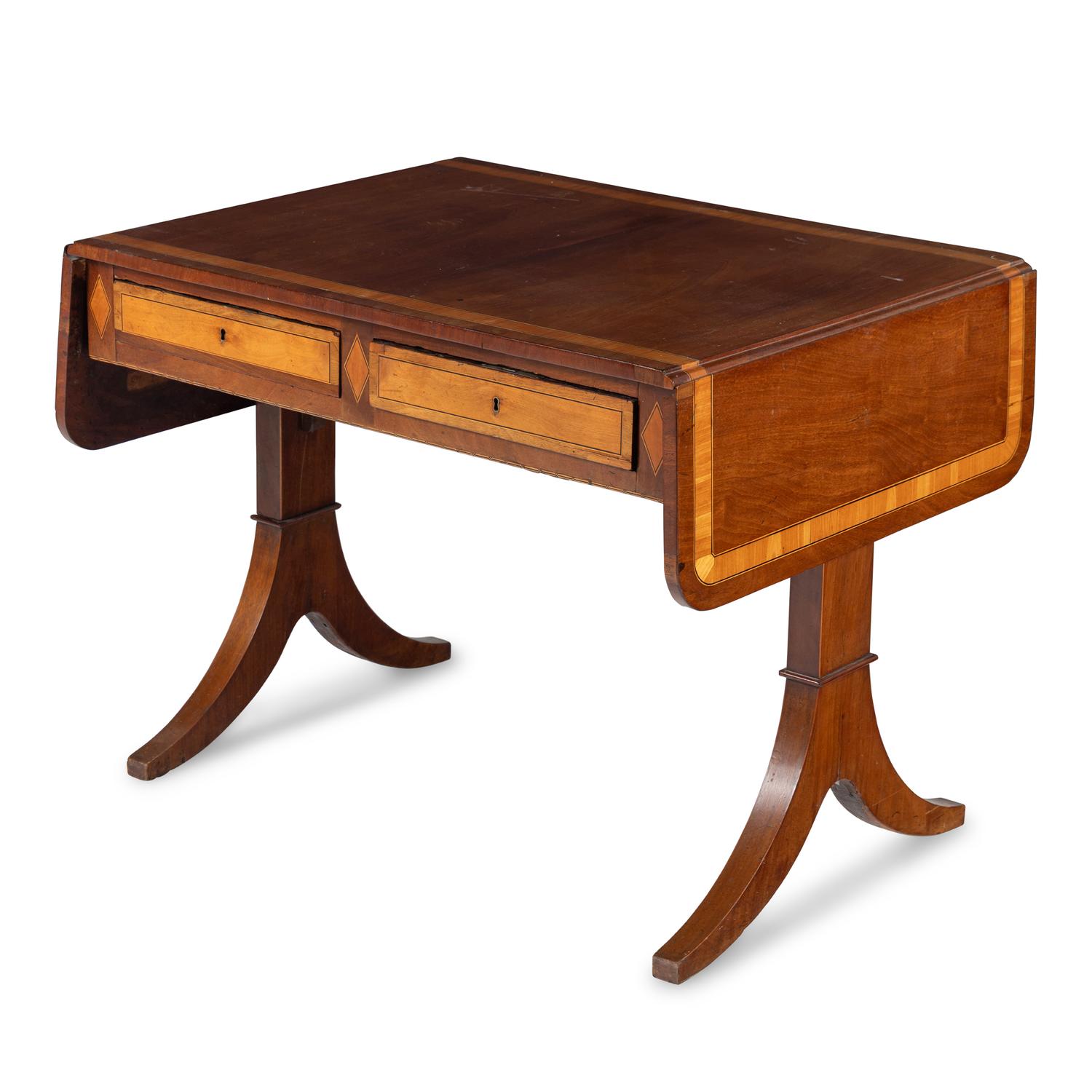 A George III Mahogany and Satinwood Sofa Table