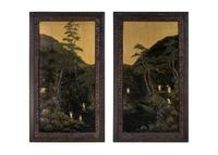 A Pair of Chinese Lacquered and Painted Panels