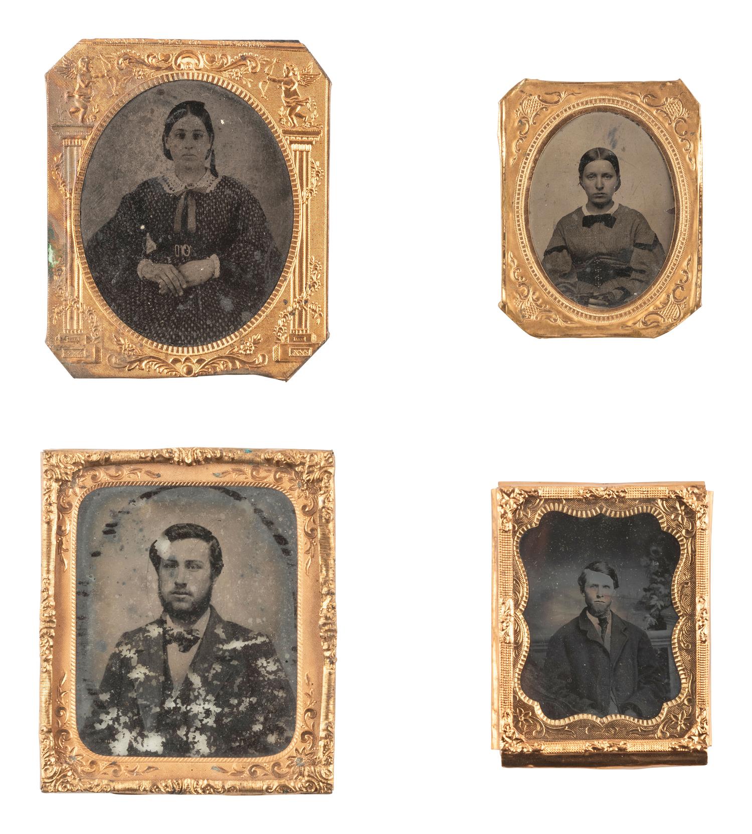 [EARLY PHOTOGRAPHY]. 45 daguerreotypes, ambrotypes, and tintypes of men, women, and children, some in Union cases.